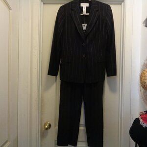 SUITING LADIES BLACK & BLUE WOOLY BLEND LIZ CLAIBORNE SUIT 6